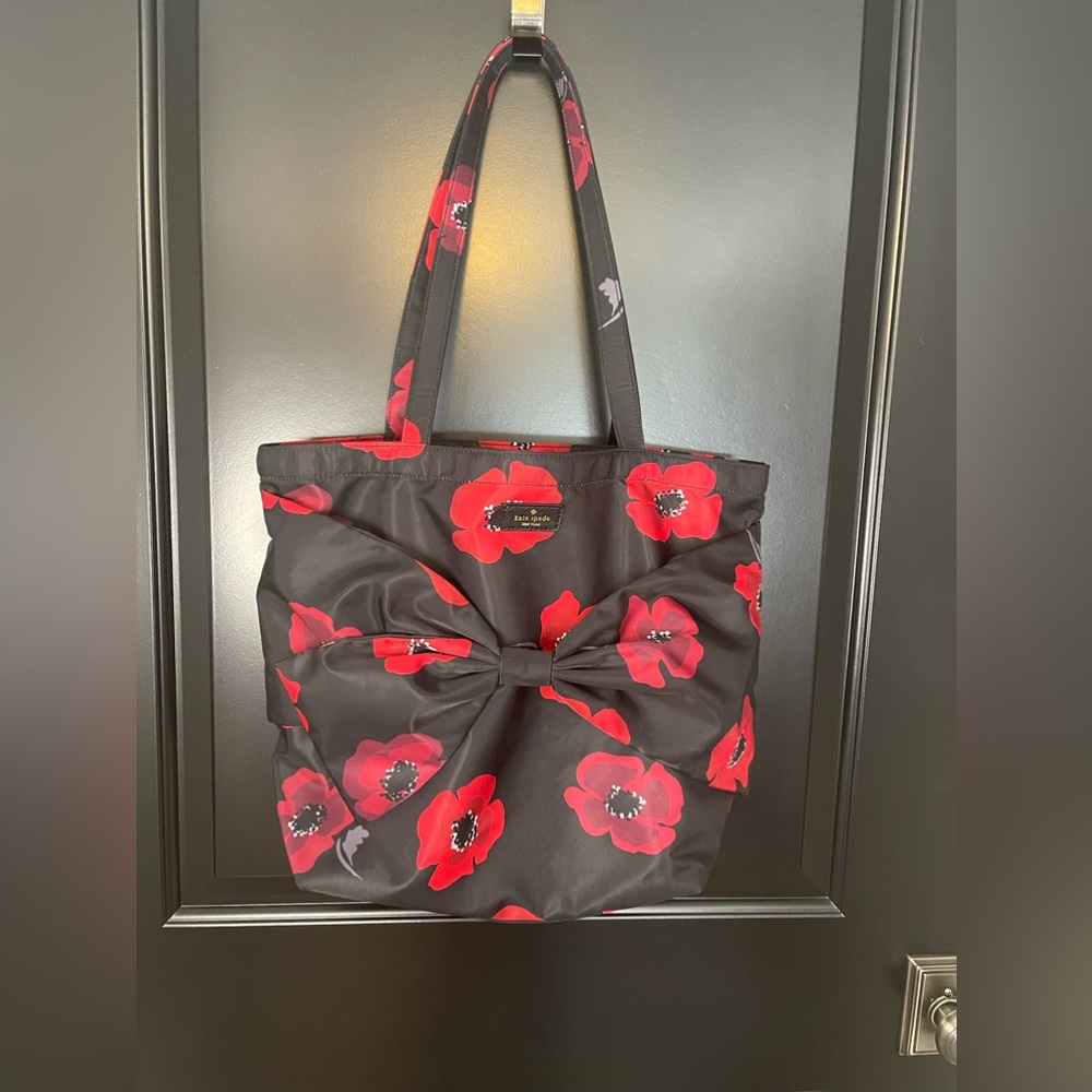 Kate Spade red poppy tote bag